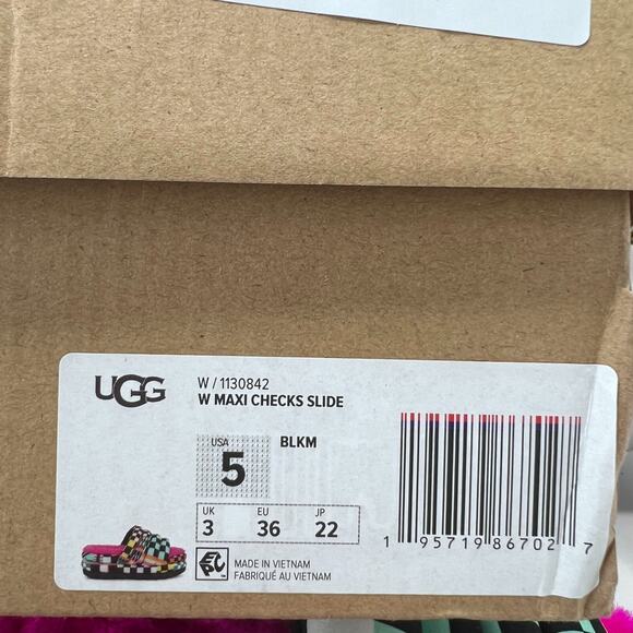 UGG Maxi Checks Platform Slide Sandals Multicolor 1130842 Women's US 5 NWB - Picture 11 of 11